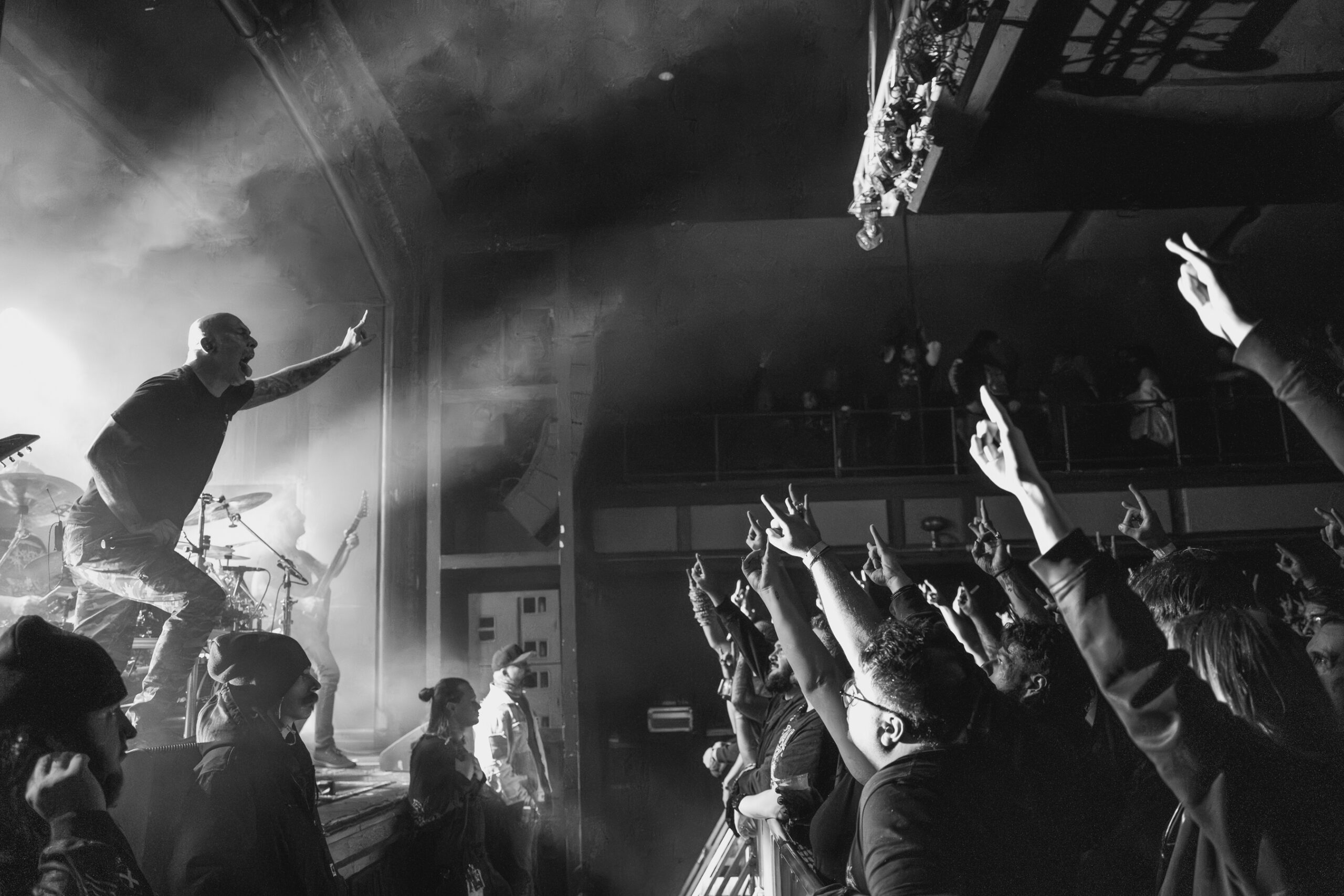 Aborted's vocalist and crowd in Detroit Michigan December 2025